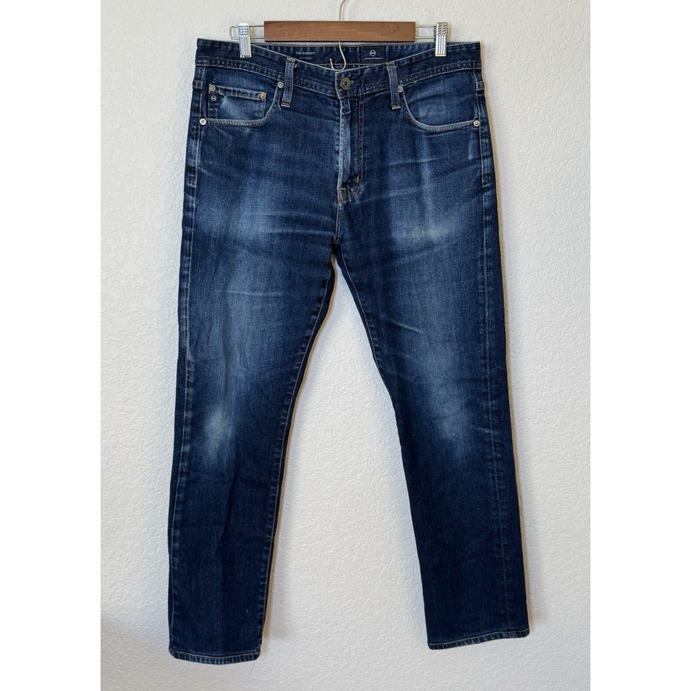 AG Adriano Goldschmied Mens Slim Straight Everett Jeans 34x32 Dark Wash Casual